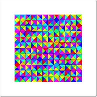 Colorful Squares Triangles Black Lines Posters and Art